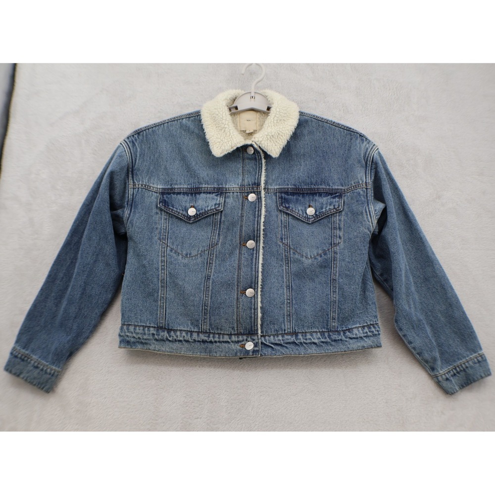 TGLA Sherpa Lined Denim Jacket Blue Jean Trucker Teddy Fleece Western
